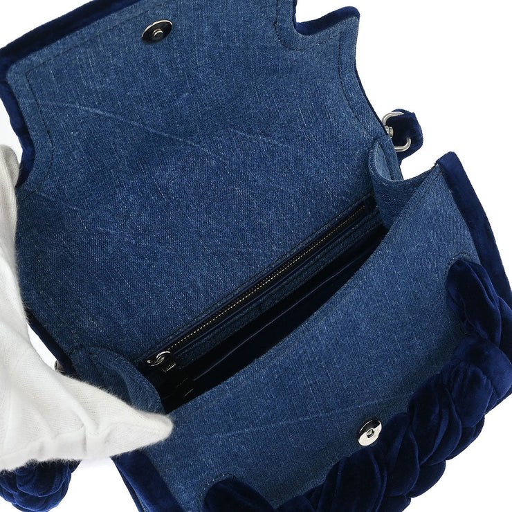 Miu Miu Blue Denim Velvet Shoulder Bag 5BD049 153945