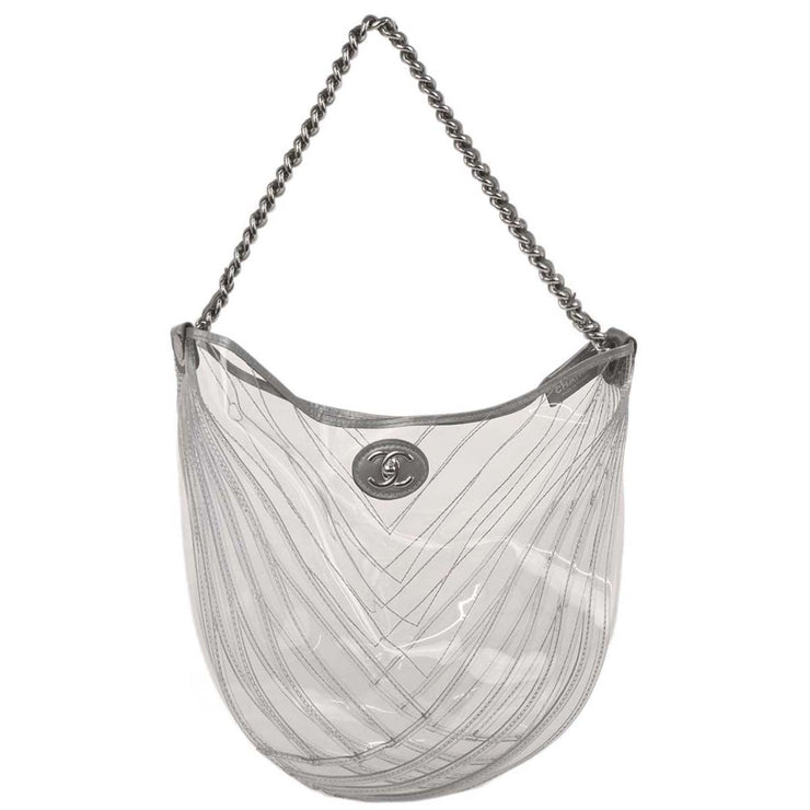 Chanel Clear PVC Chevron Tote Handbag 153946