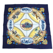 Hermes Scarf Carre 90 Cavaliers Peuls Navy Small Good 153953