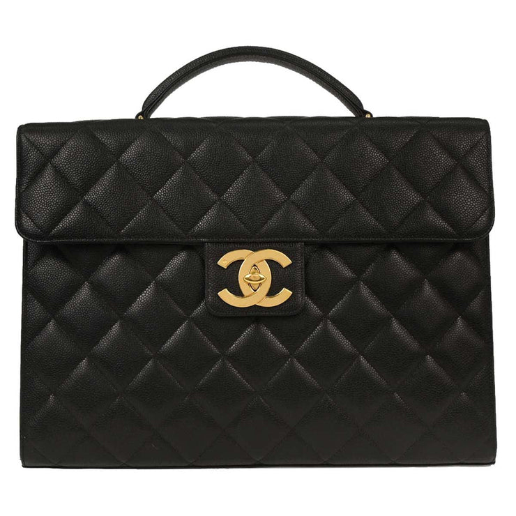 Chanel Black Calfskin Briefcase Business Handbag 153959