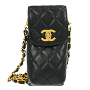 Chanel Black Lambskin Chain Shoulder Bag Pochette Case 153960