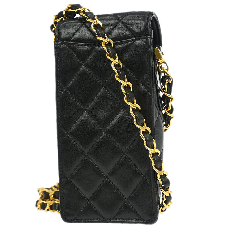 Chanel Black Lambskin Chain Shoulder Bag Pochette Case 153960