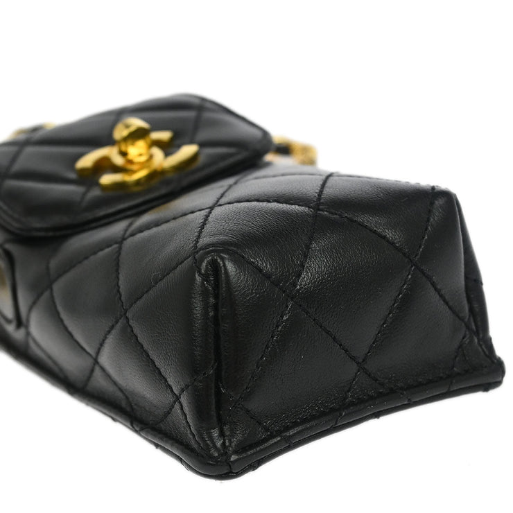 Chanel Black Lambskin Chain Shoulder Bag Pochette Case 153960