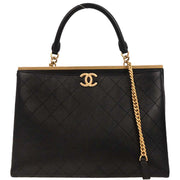 Chanel Black Coco Luxe Calfskin 2way Handbag 153962