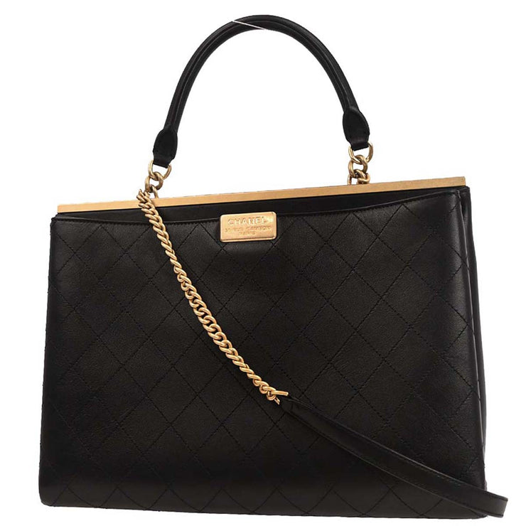 Chanel Black Coco Luxe Calfskin 2way Handbag 153962