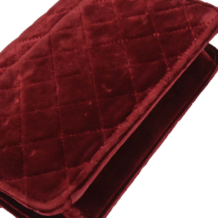 Chanel Bordeaux Velvet Straight Flap Shoulder Bag 153965