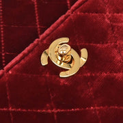 Chanel Bordeaux Velvet Straight Flap Shoulder Bag 153965