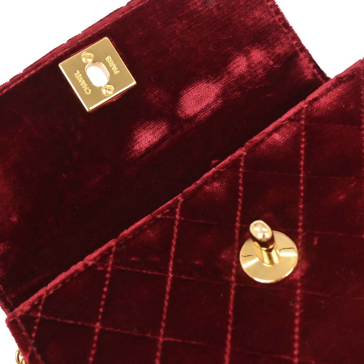 Chanel Bordeaux Velvet Straight Flap Shoulder Bag 153965