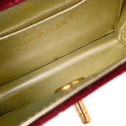 Chanel Bordeaux Velvet Straight Flap Shoulder Bag 153965