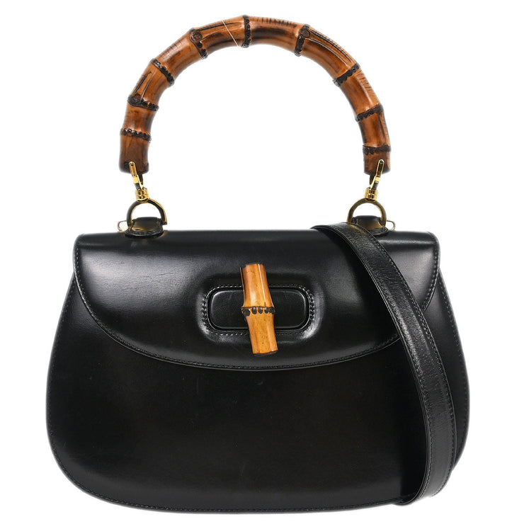 Gucci Black Bamboo 2way Handbag 000-2113-0633 153966