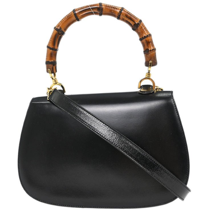 Gucci Black Bamboo 2way Handbag 000-2113-0633 153966