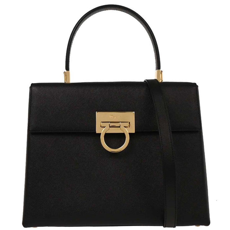 Salvatore Ferragamo Black Gancini 2way Handbag BA-21 0290 153969