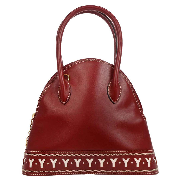 Yves Saint Laurent Red Leather Y Cut Out Handbag 153970