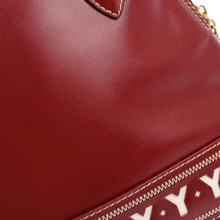 Yves Saint Laurent Red Leather Y Cut Out Handbag 153970