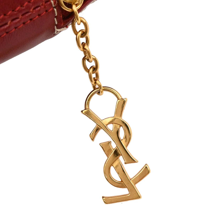 Yves Saint Laurent Red Leather Y Cut Out Handbag 153970