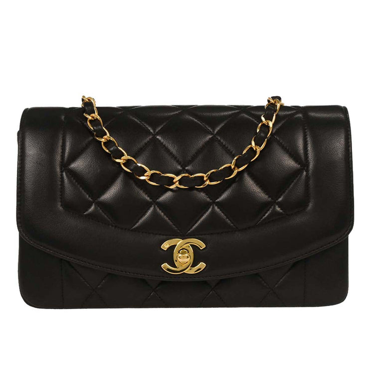 Chanel Black Lambskin Small Diana Shoulder Bag 153973