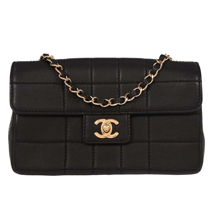 Chanel Black Calfskin Choco Bar Shoulder Bag 153974