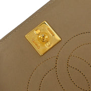 Chanel * Beige Lizard Pushlock Mini Full Flap Shoulder Bag 153976