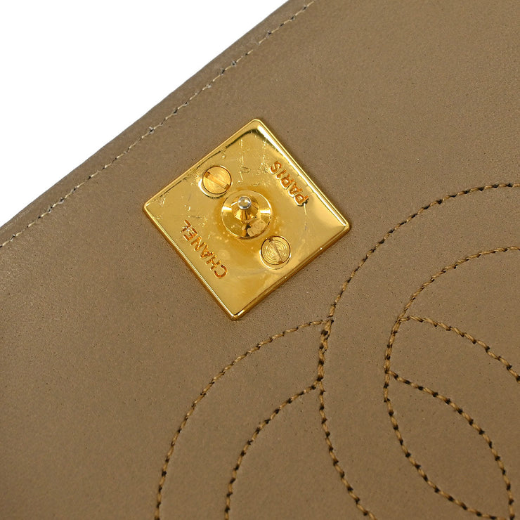 Chanel * Beige Lizard Pushlock Mini Full Flap Shoulder Bag 153976