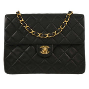 Chanel Black Lambskin Classic Square Flap Shoulder Bag 20 153983