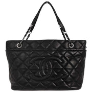 Chanel Black Calfskin Tote Chain Handbag 153991