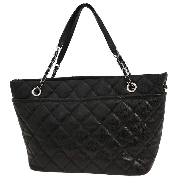 Chanel Black Calfskin Tote Chain Handbag 153991