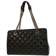 Chanel Black Lambskin Tote Chain Handbag 153994