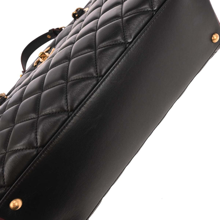 Chanel Black Lambskin Tote Chain Handbag 153994