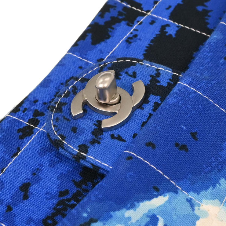 Chanel Blue Canvas Surf Line Choco Bar Shoulder Bag 153997