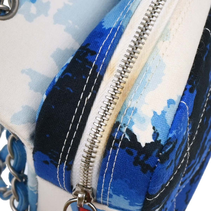 Chanel Blue Canvas Surf Line Choco Bar Shoulder Bag 153997