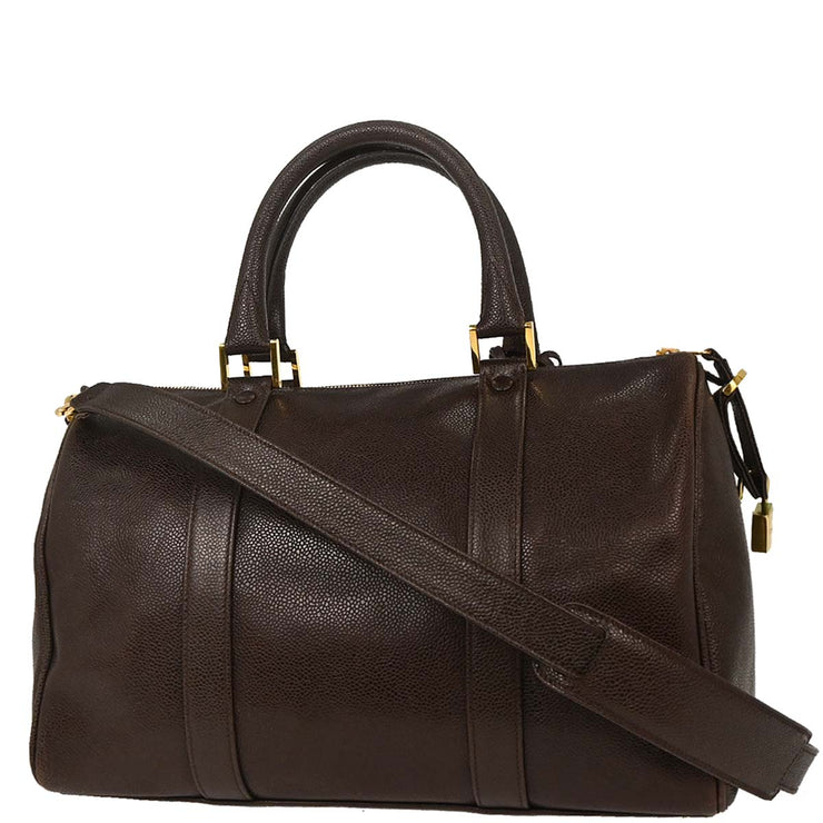 Chanel Brown Calfskin 2way Handbag 153998