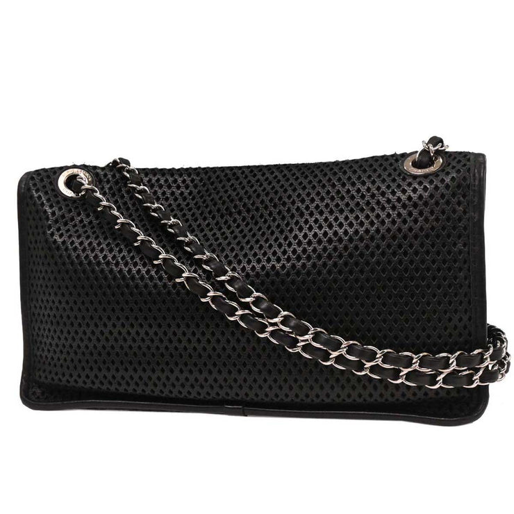 Chanel Black Perforated Calfskin Up in the Air Shoulder Bag 153999