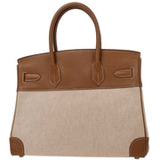 Hermes Beige Gold Toile H Courchevel Birkin 30 Handbag  Square: E 24. 154000