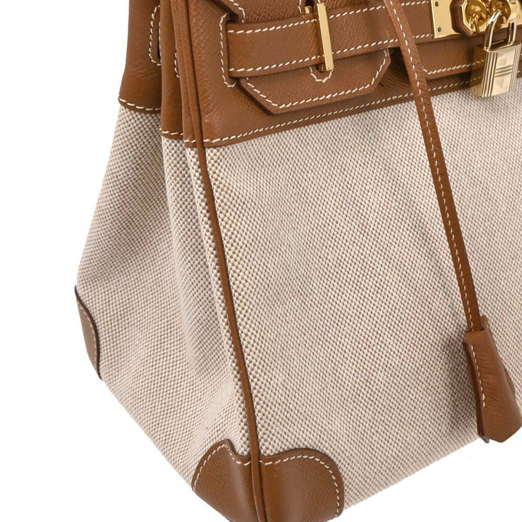 Hermes Beige Gold Toile H Courchevel Birkin 30 Handbag  Square: E 24. 154000