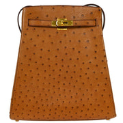Hermes * Chestnut Ostrich Kelly Sport MM Shoulder Bag  Square: F 35.X 154001