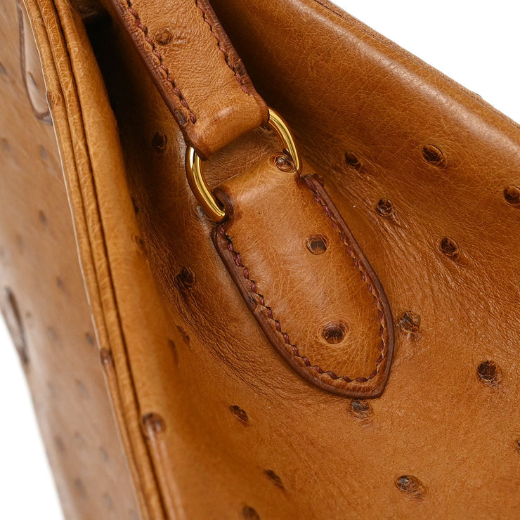 Hermes * Chestnut Ostrich Kelly Sport MM Shoulder Bag  Square: F 35.X 154001