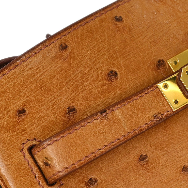 Hermes * Chestnut Ostrich Kelly Sport MM Shoulder Bag  Square: F 35.X 154001