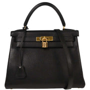 Hermes Black Ardennes Kelly 28 Retourne 2way Handbag 9 Circle:W 154002