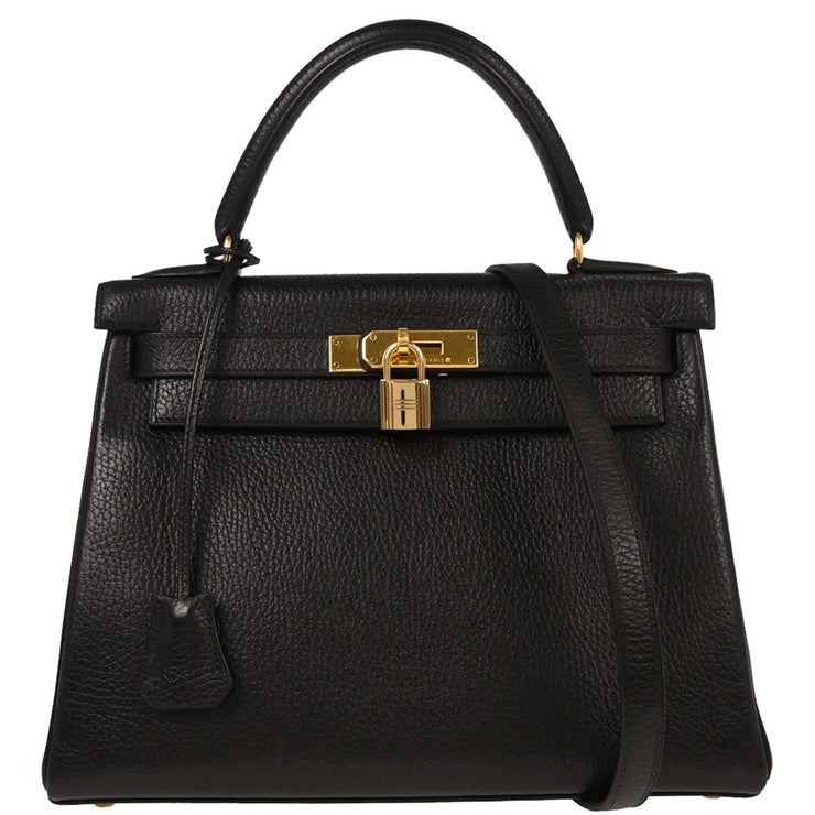 Hermes Black Ardennes Kelly 28 Retourne 2way Handbag 9 Circle:W 154002