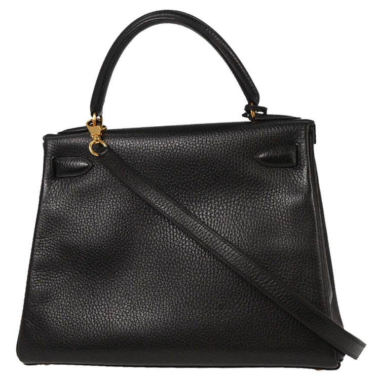 Hermes Black Ardennes Kelly 28 Retourne 2way Handbag 9 Circle:W 154002