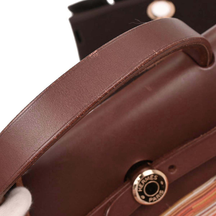 Hermes Havane Vibrato Toile Officier Herbag PM 2 in 1 2way Handbag C  Square: F 154006