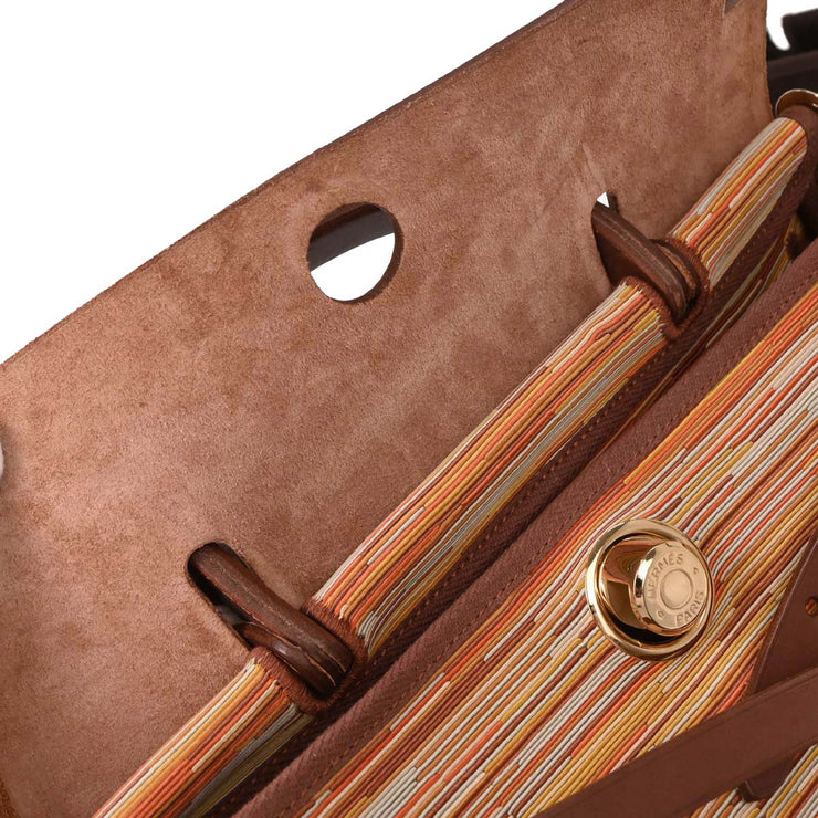Hermes Havane Vibrato Toile Officier Herbag PM 2 in 1 2way Handbag C  Square: F 154006