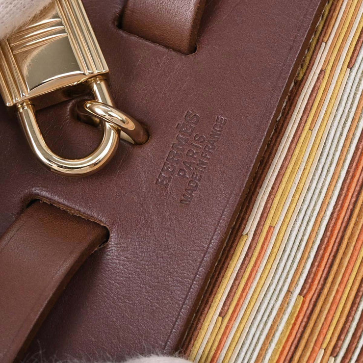 Hermes Havane Vibrato Toile Officier Herbag PM 2 in 1 2way Handbag C  Square: F 154006
