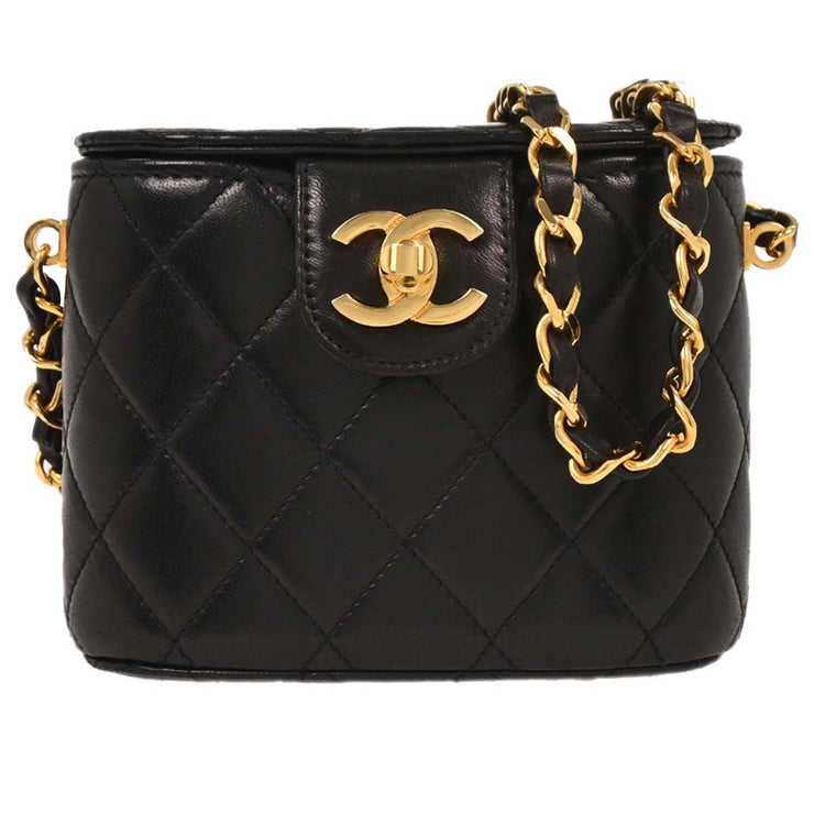 Chanel Black Lambskin Vanity Shoulder Bag 154007
