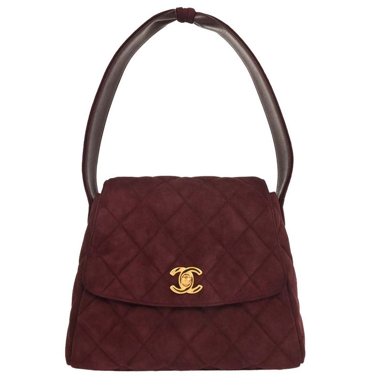 Chanel Bordeaux Suede Handbag 154008