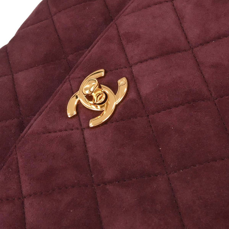 Chanel Bordeaux Suede Handbag 154008