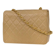 Chanel Beige Lambskin Classic Square Flap Shoulder Bag 20 154011