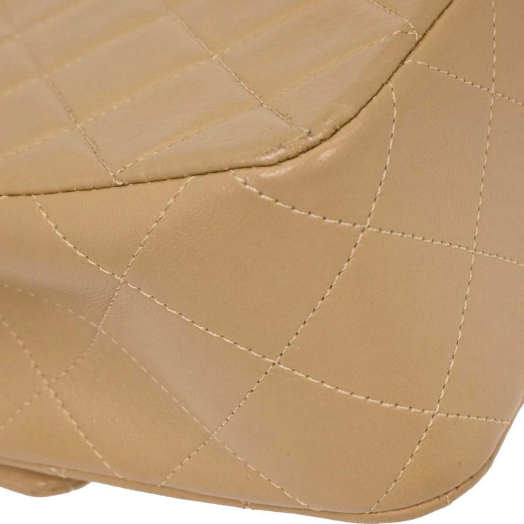 Chanel Beige Lambskin Classic Square Flap Shoulder Bag 20 154011