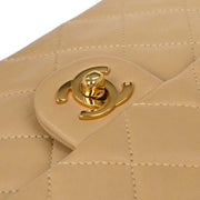 Chanel Beige Lambskin Classic Square Flap Shoulder Bag 20 154011