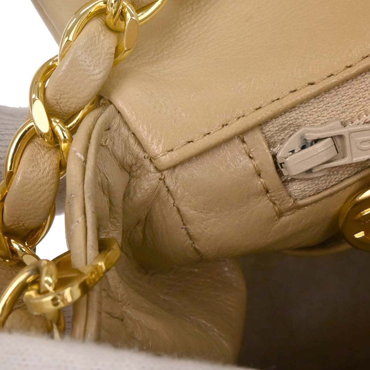 Chanel Beige Lambskin Classic Square Flap Shoulder Bag 20 154011